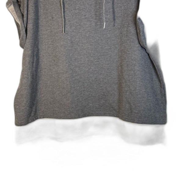 Gray Sleeveless Hoodie Sweatshirt with White Layer - Picture 4 of 8